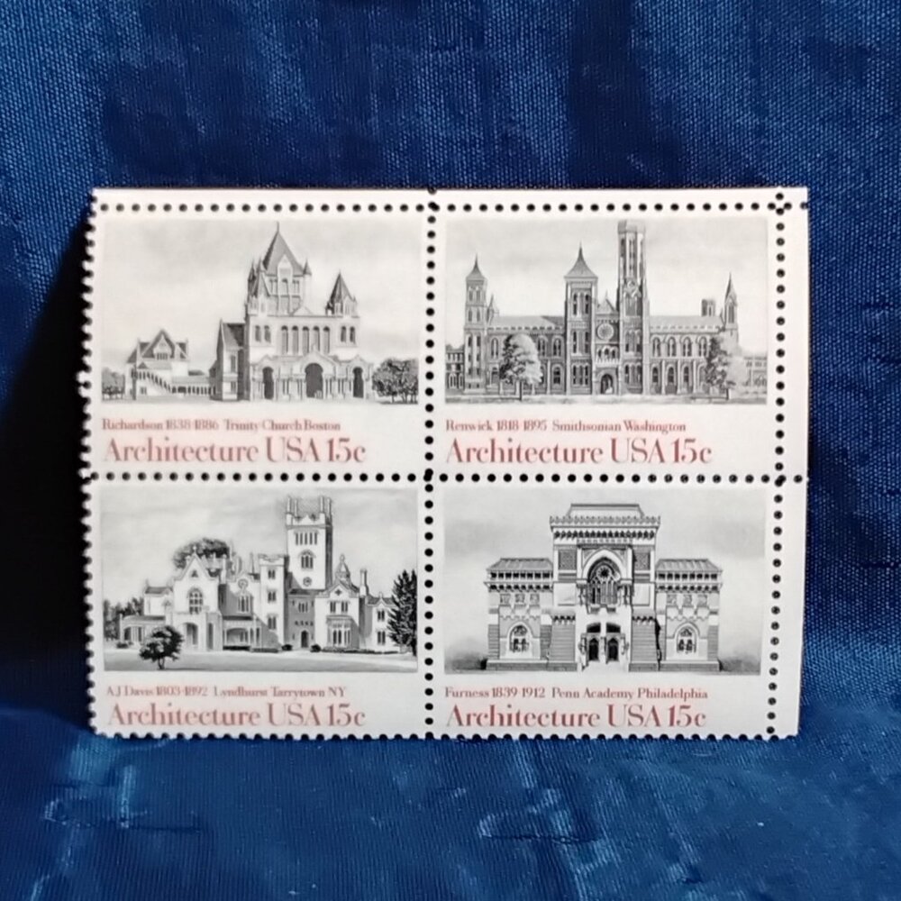 Uncirculated USA 1981 Architecture Block of Four 20 Cent Stamps!!